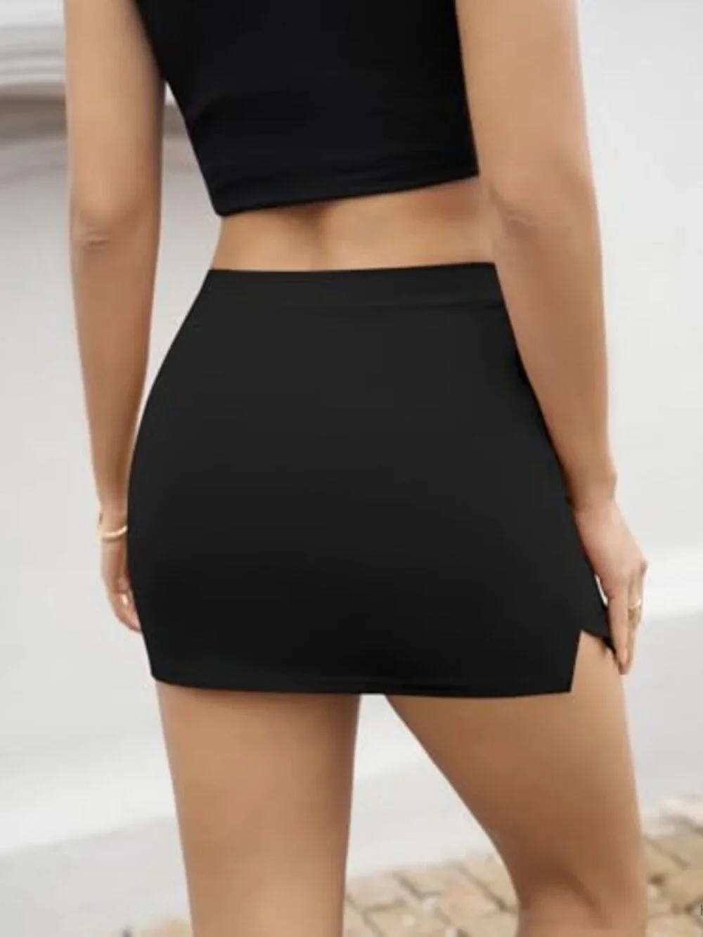 LOMON Mini Skirt with Shorts Underneath Sexy Y2K Bodycon Skort Low Rise